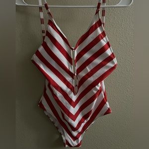 NEW Red and White Stripped Swim Suit